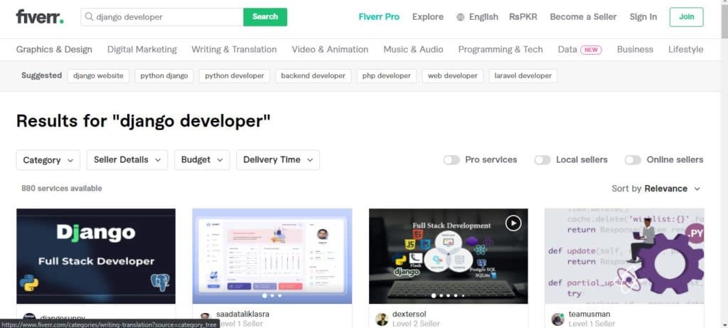 Django developer fiverr gigs