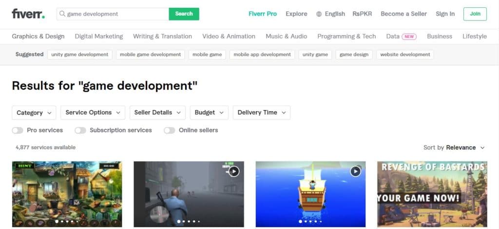 game development services on fiverr