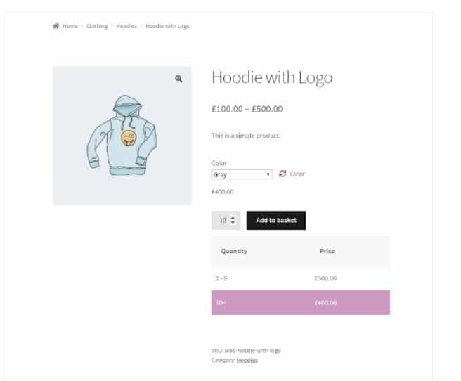 change woocommerce product price based on product quantity front